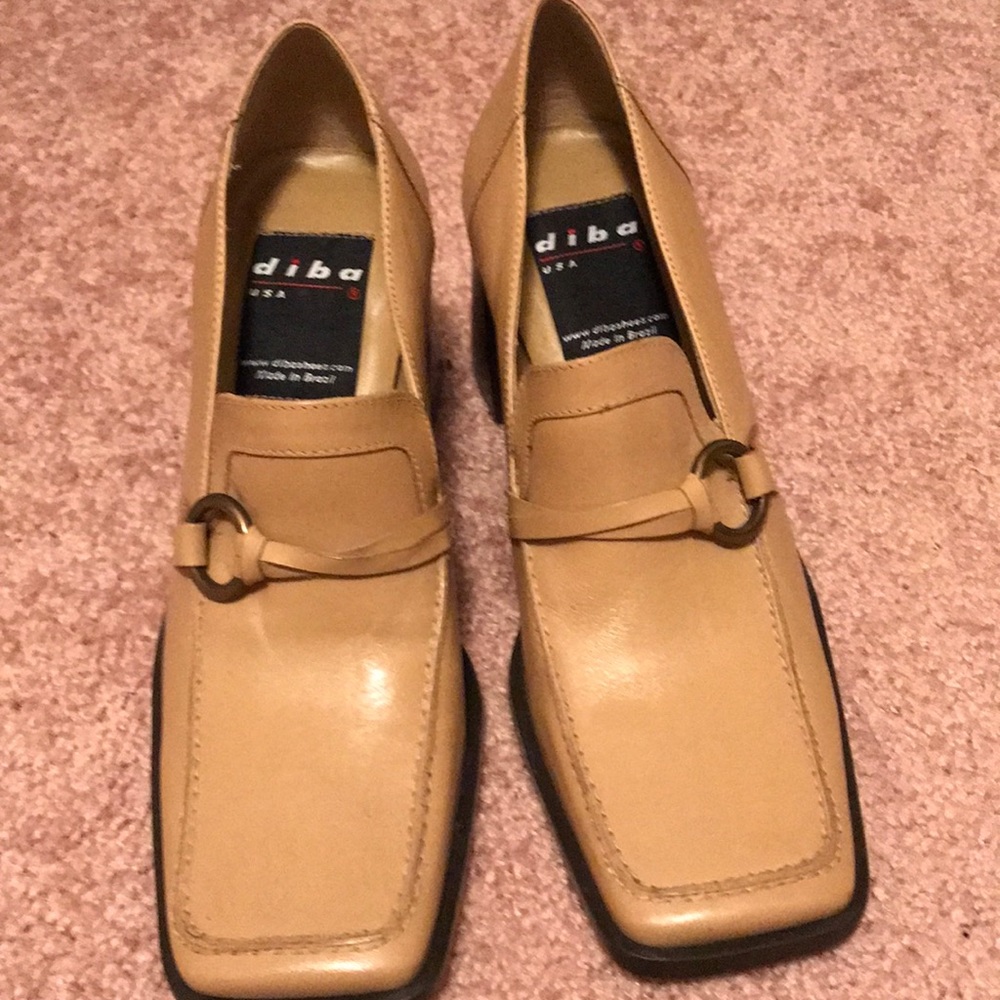 Diba tan slide in shoes with 2 inch chunky heel